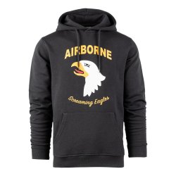 Hoodie, Svart - 101st Airborne Eagle
