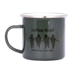 Emaljerad mugg 300 ml, Grön - Coffee First!