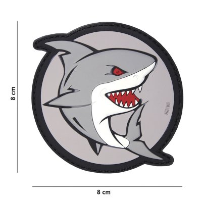 Zoom image of Velcro patch - Attacking shark grey/red